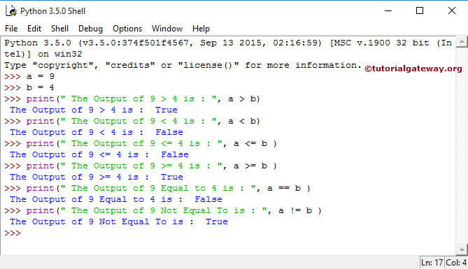 Python Comparison Operators 1
