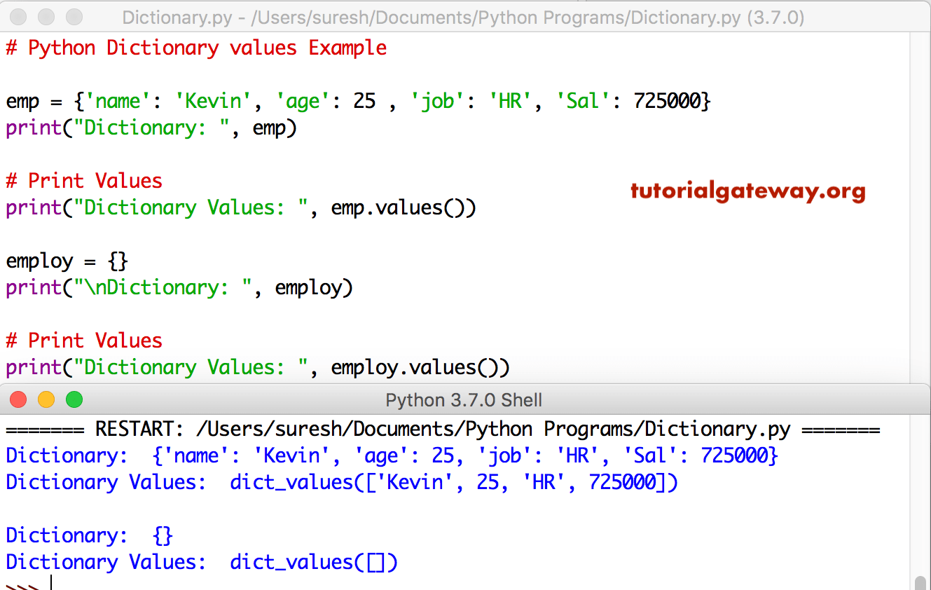 Python Dictionary Values 1
