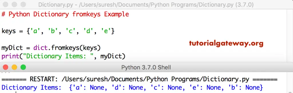 Python Dictionary fromkeys function Example