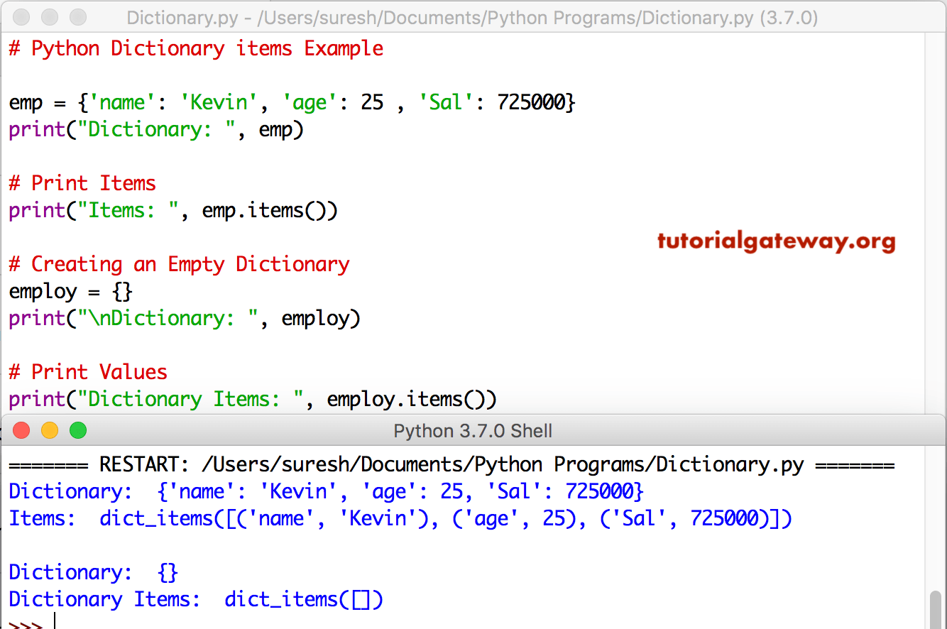 Python Dictionary items 1