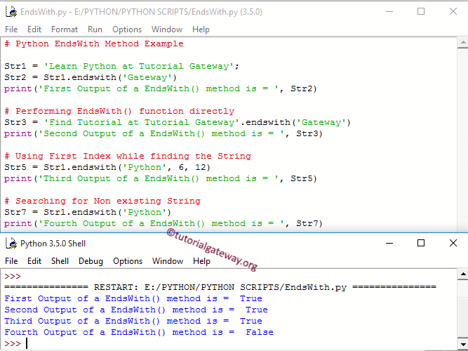 Python string endswith Function Example