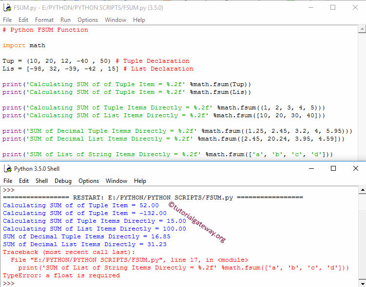 Python fsum function Example