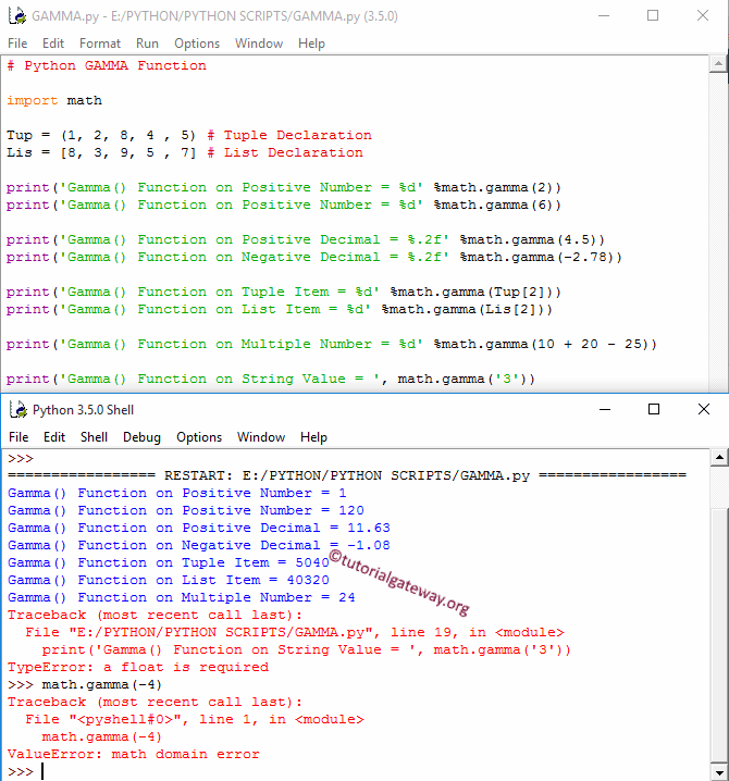 Python GAMMA Function