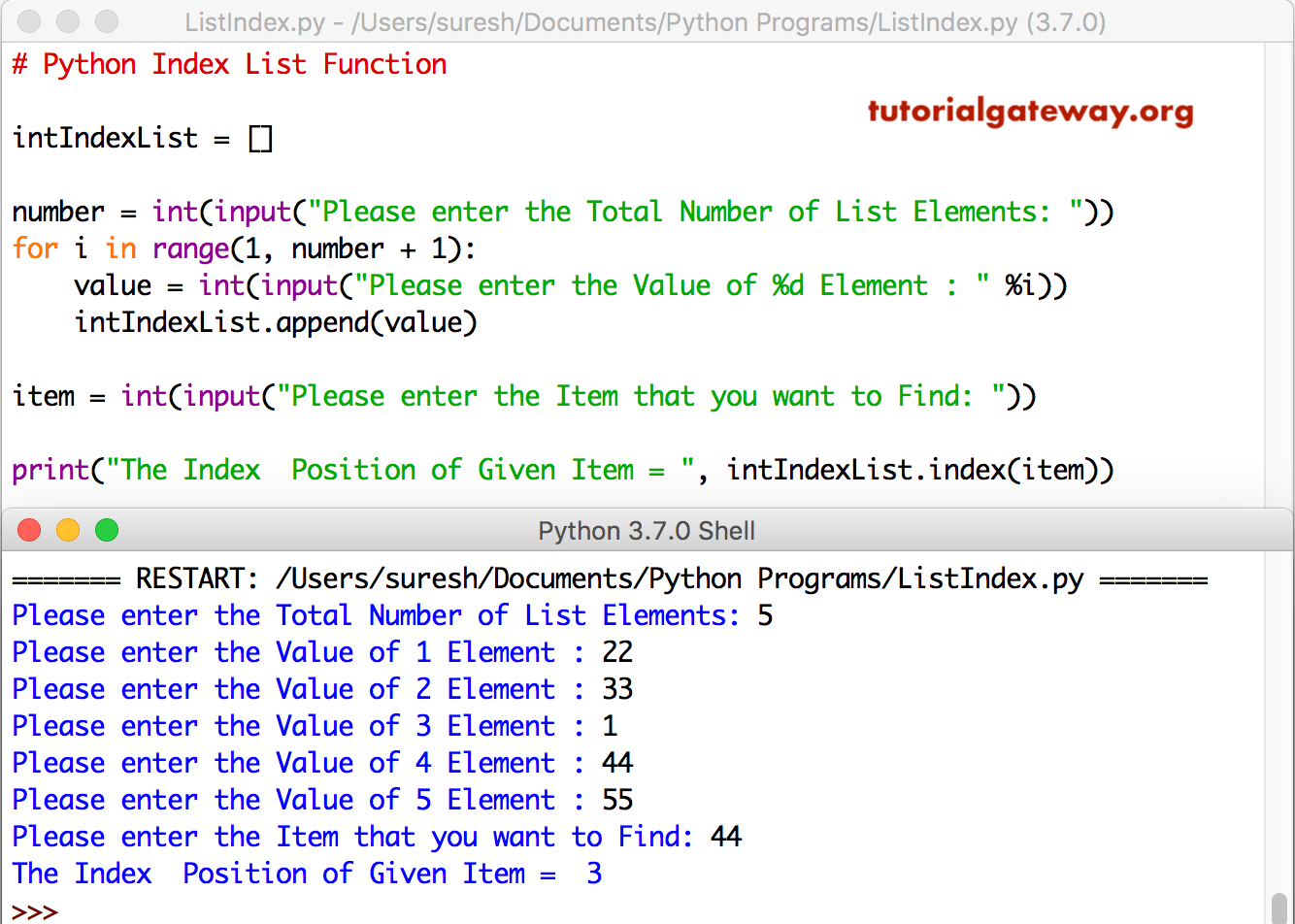 Python Index List Function 3