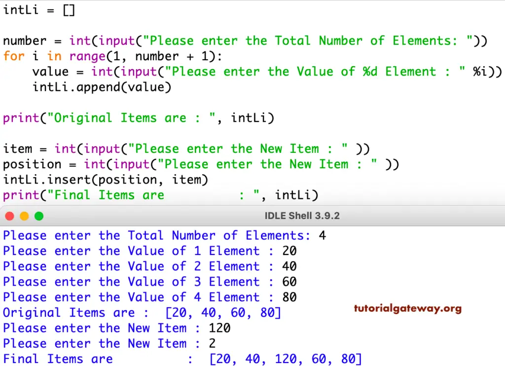 Python Insert List Items function
