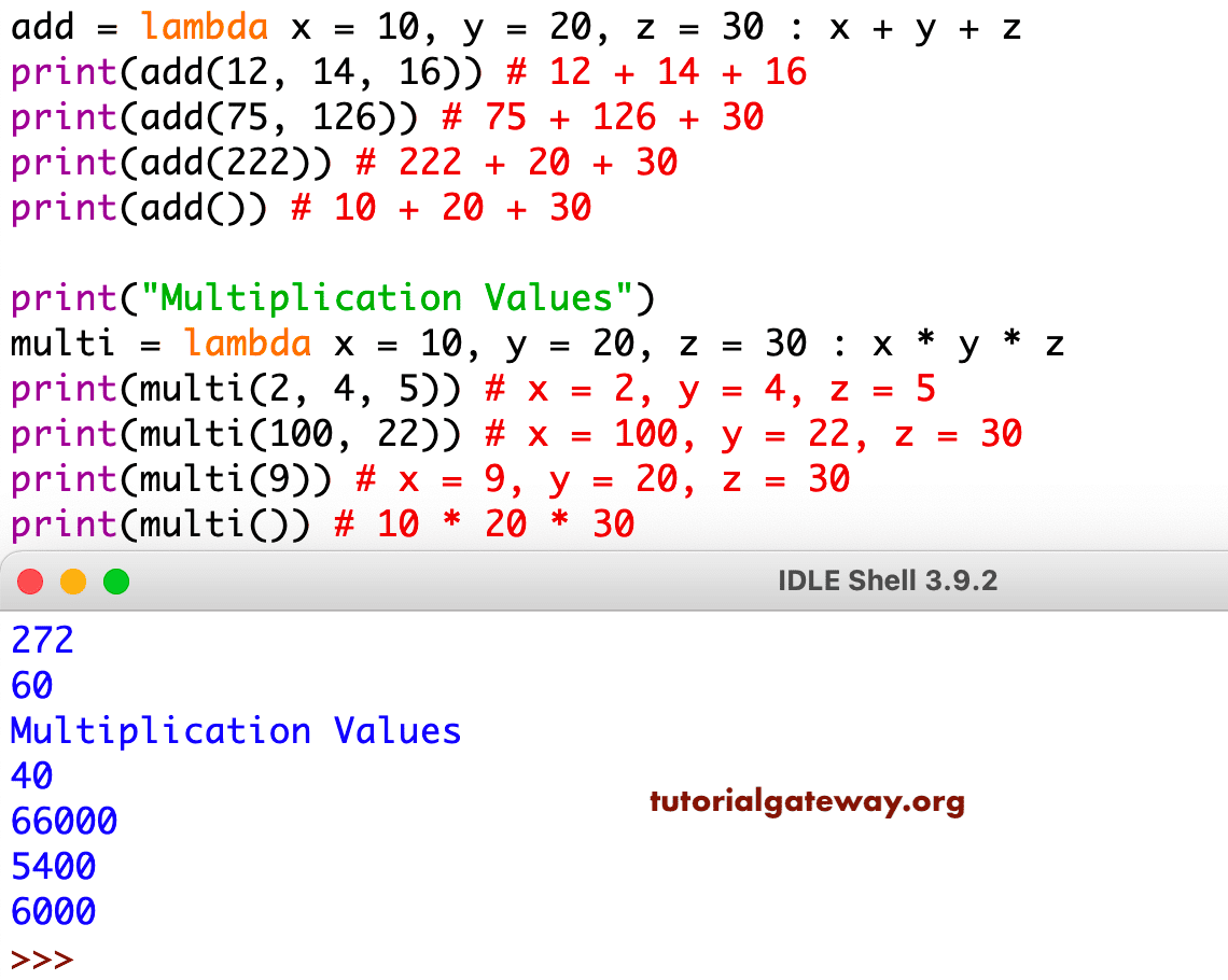 Python Lambda Default Values 10
