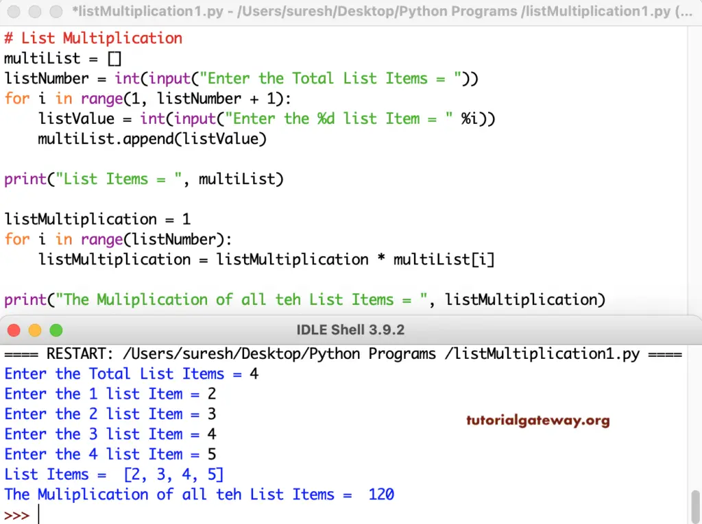 Python List Multiplication Program 1