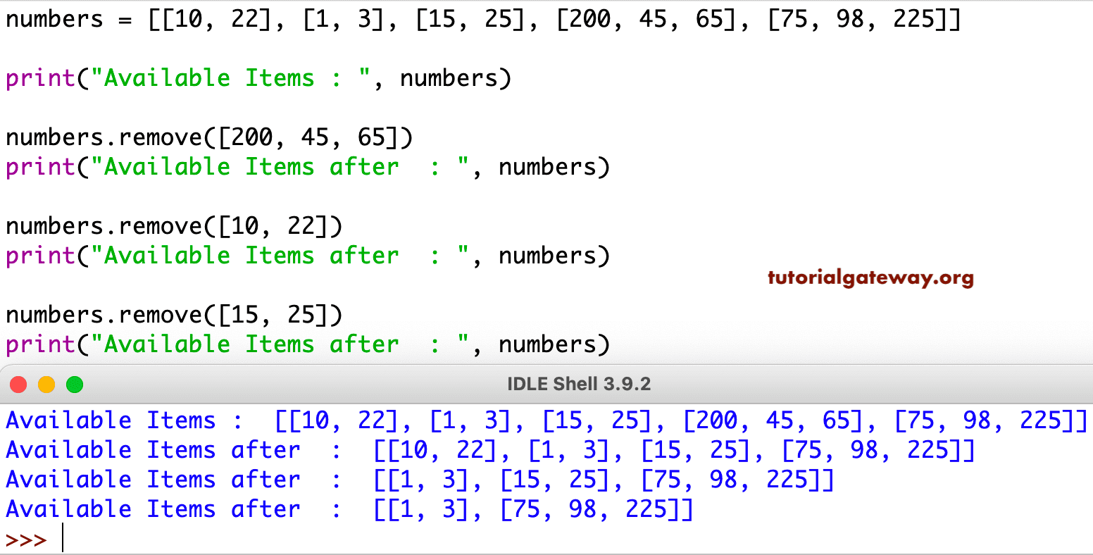 Python List Remove Function 4
