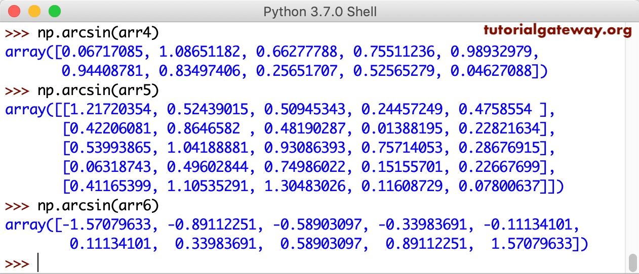 Python NumPy arcsin
