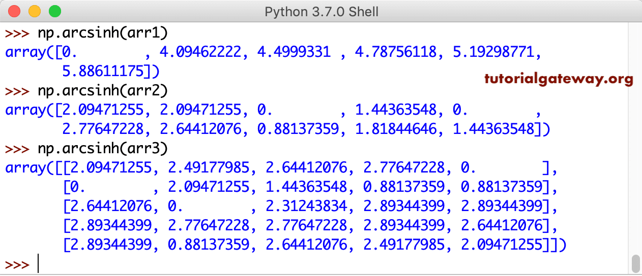 Python NumPy arcsinh