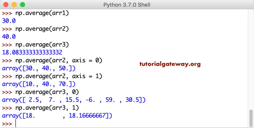 Python NumPy average 1