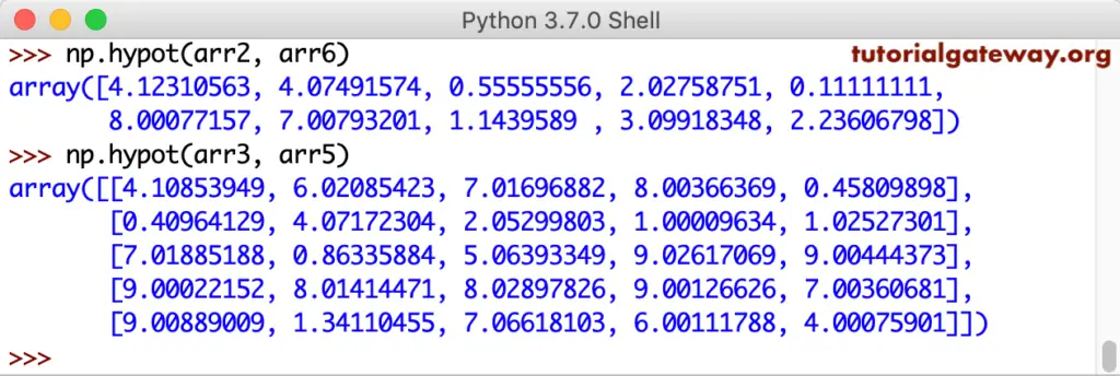 Python NumPy hypot