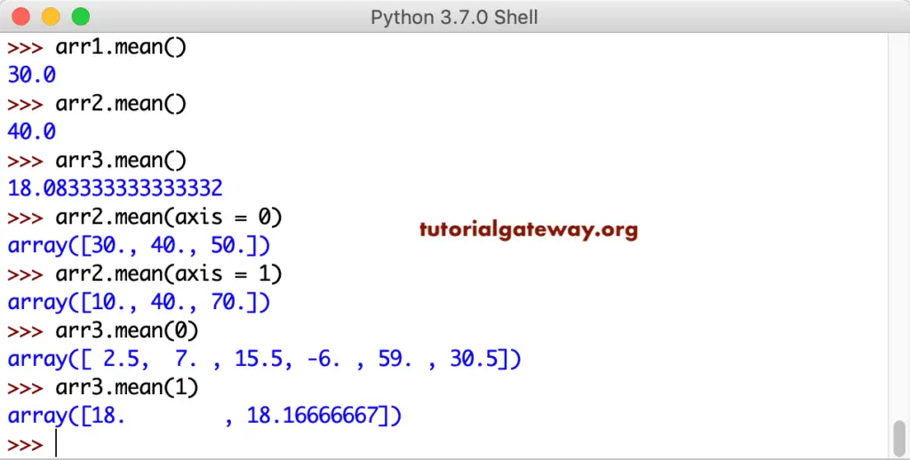Python NumPy mean 1