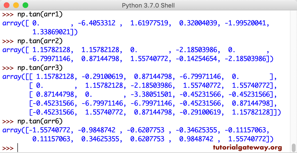 Python NumPy tan