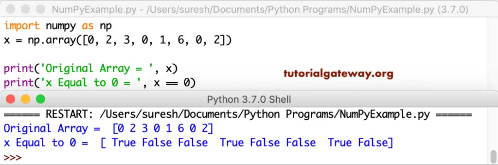 Python Numpy == Operator 1