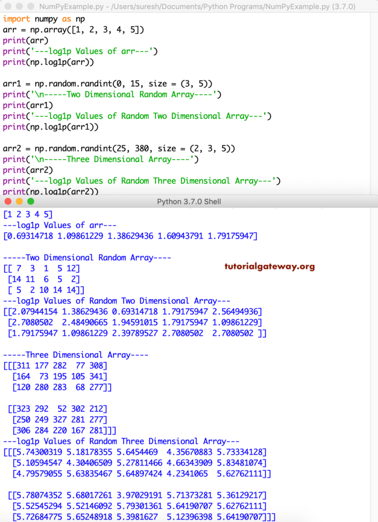 Python Numpy log1p Function