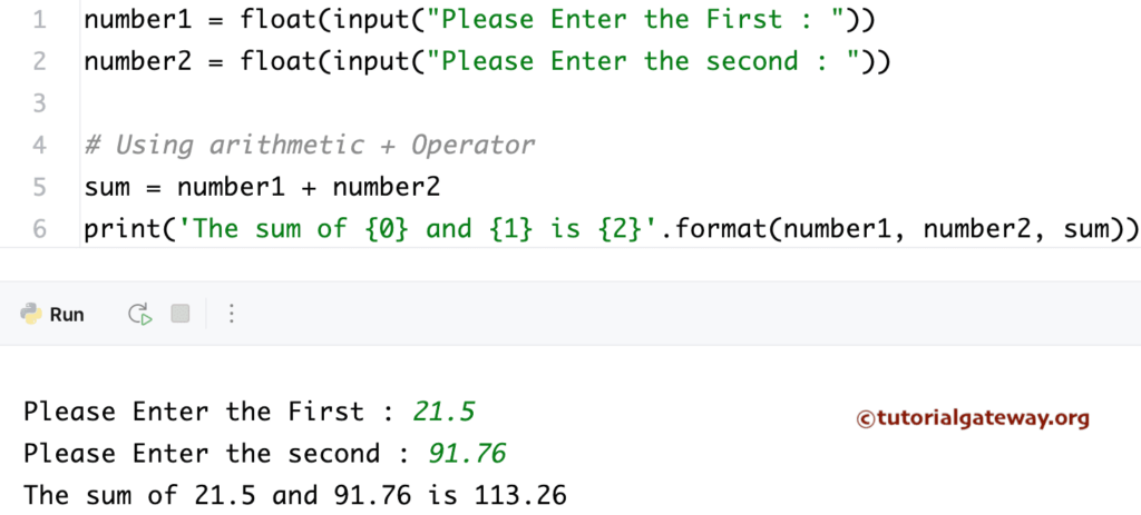 Python Program to Add Two Floating-Point Numbers