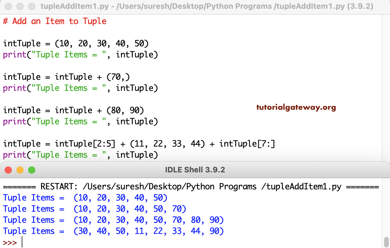 Python Program to Add an Item to Tuple 1