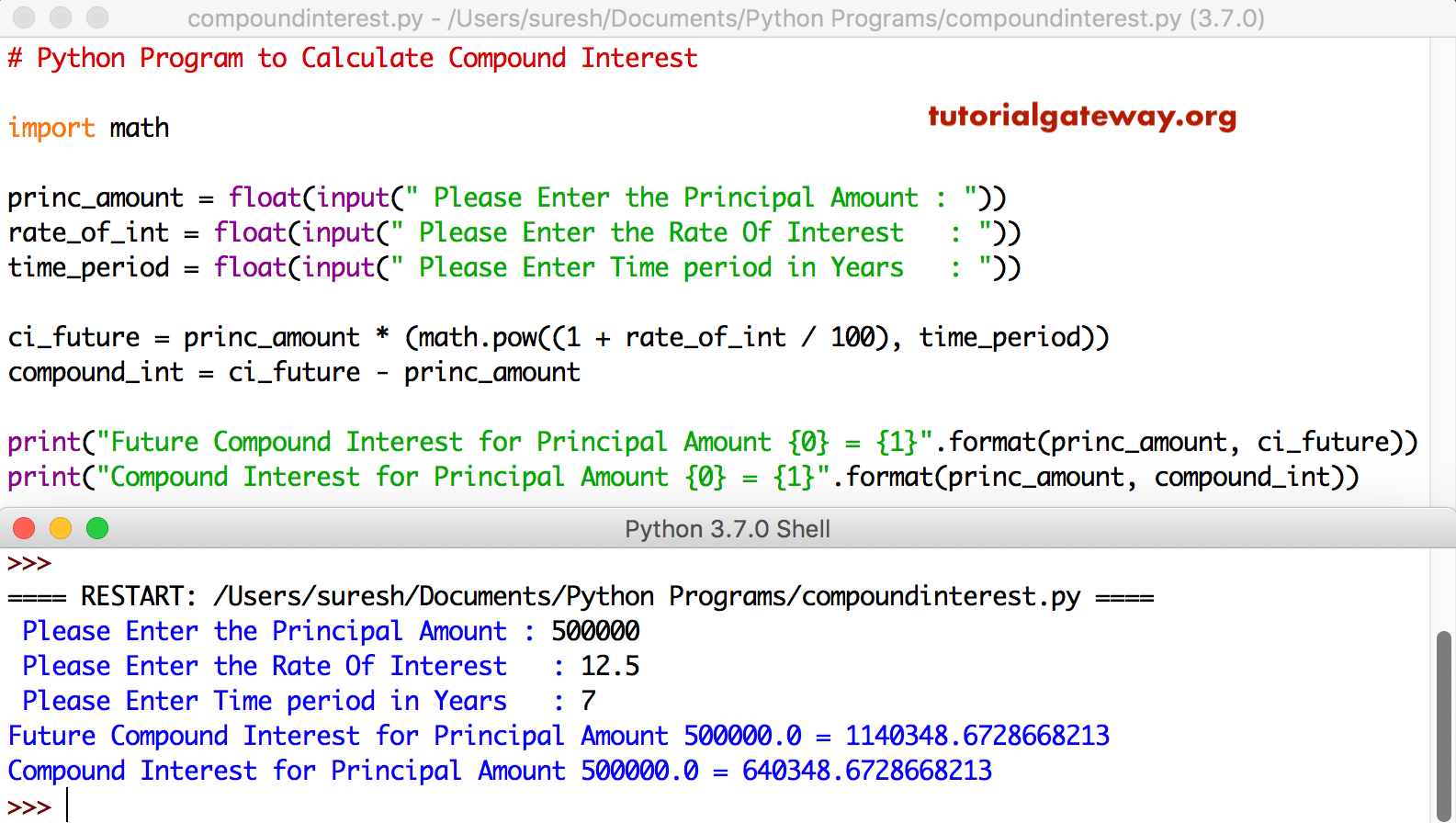 Python Program to Calculate Compound Interest 1