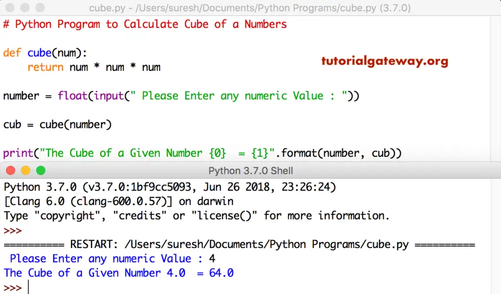 Python Program to Calculate Cube of a Number 3
