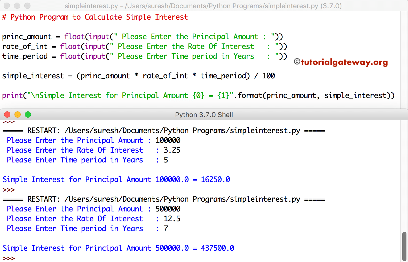 Python Program to Calculate Simple Interest 1