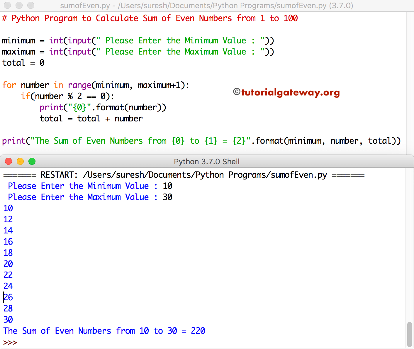 Python Program to Calculate Sum of Even Numbers