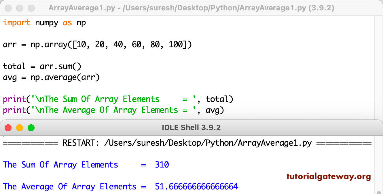 Python Program to Calculate the Average of an Array