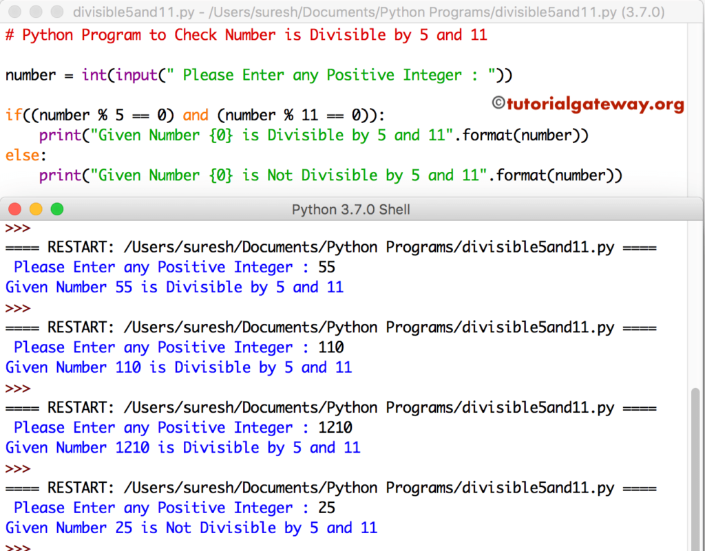 Python Program to Check Number is Divisible by 5 and 11 1