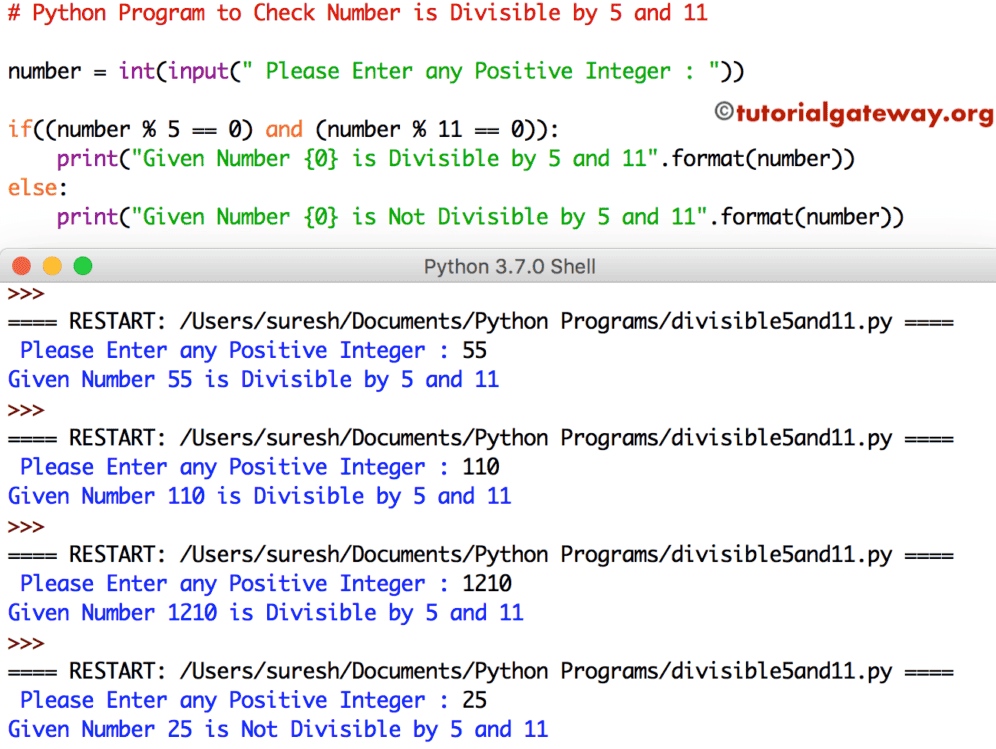 Python Program to Check Number is Divisible by 5 and 11