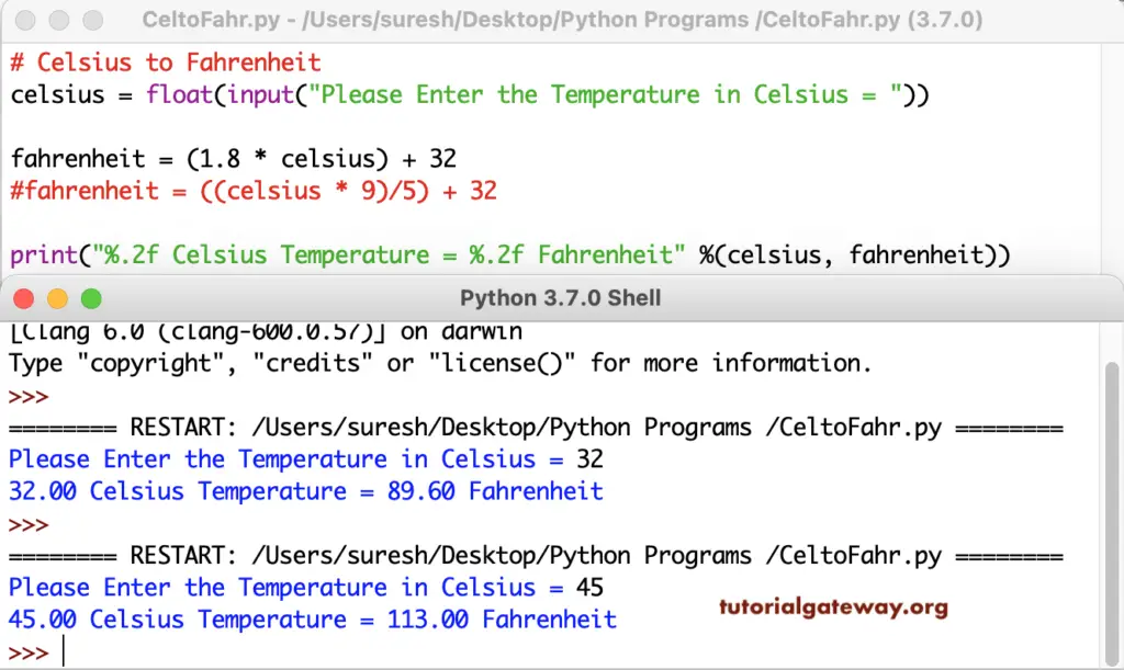 Python Program to Convert Celsius to Fahrenheit C to F  Example