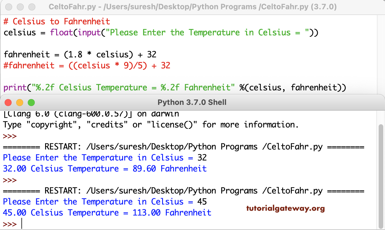 Python Program to Convert Celsius to Fahrenheit 1