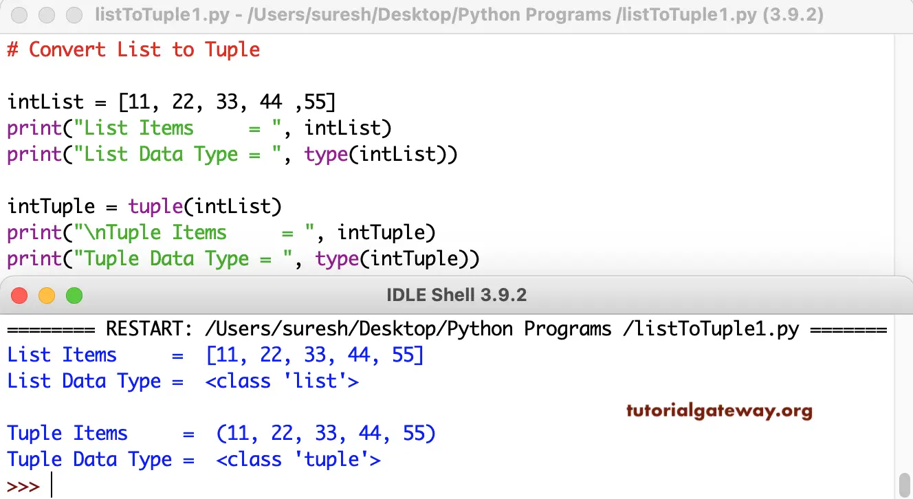 Python Program to Convert List to Tuple 1