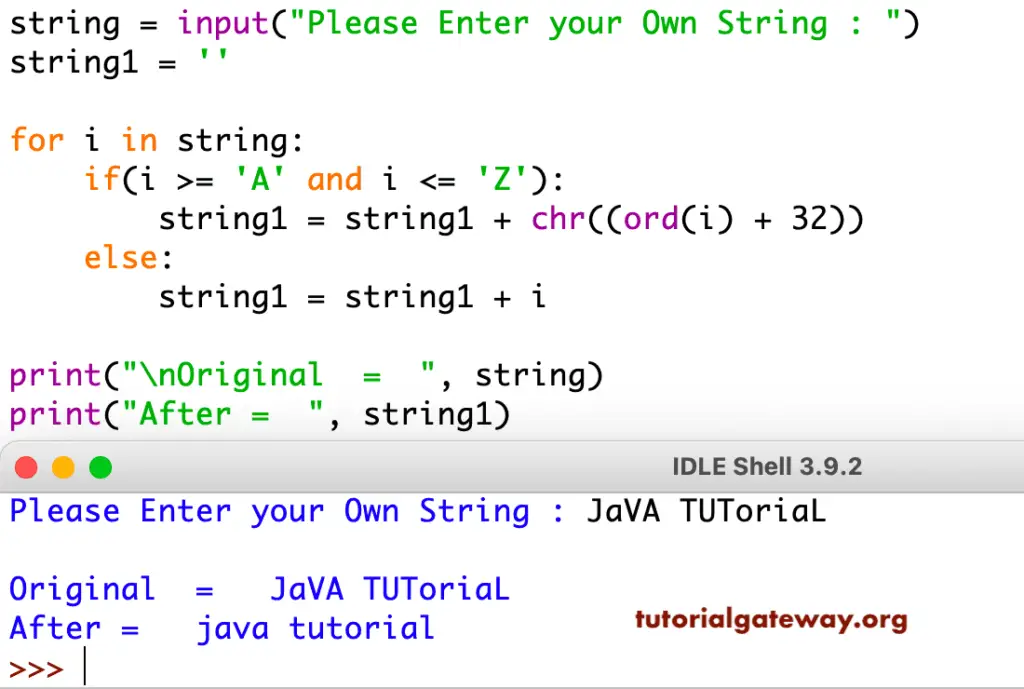 Python Program to Convert String to Lowercase 4