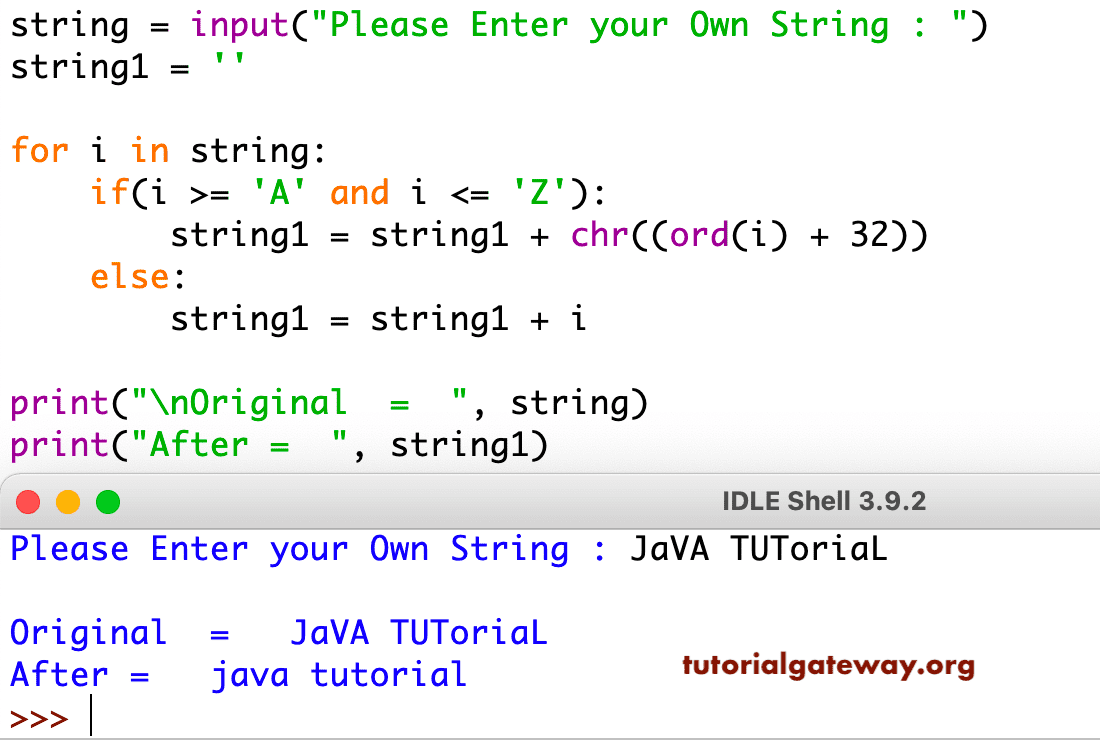 Python Program to Convert String to Lowercase 4