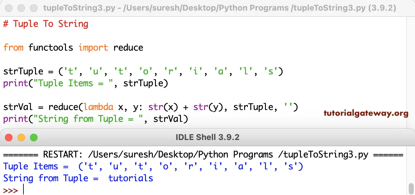 Python Program to Convert Tuple To String 3