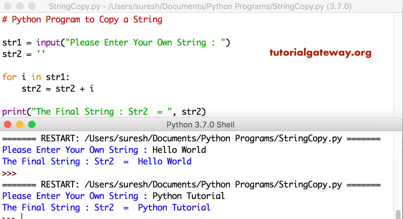Python Program to Copy a String 2
