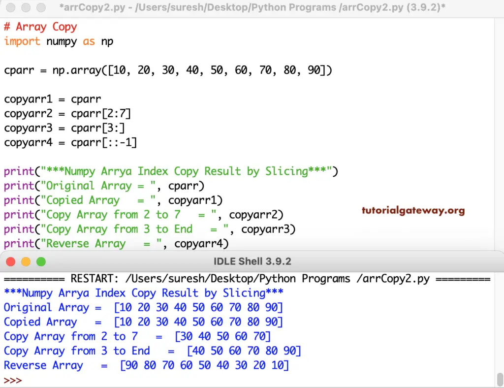 Python Program to Copy an Array 2