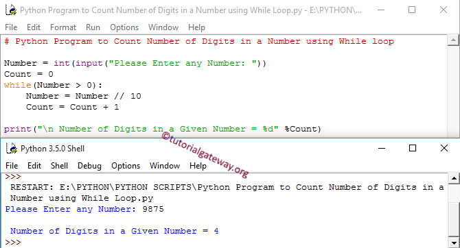Python Program to Count Number of Digits in a Number using While Loop