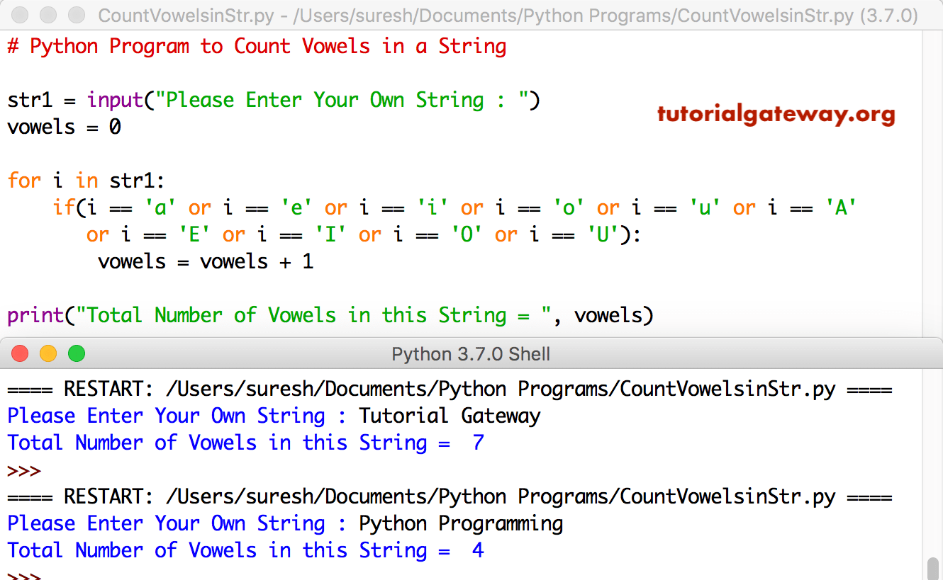 Python Program to Count Vowels in a String 1