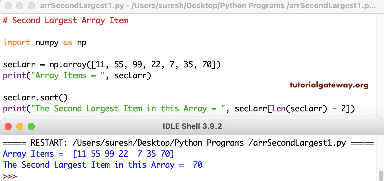 Python Program to Find Second Largest in an Array 1