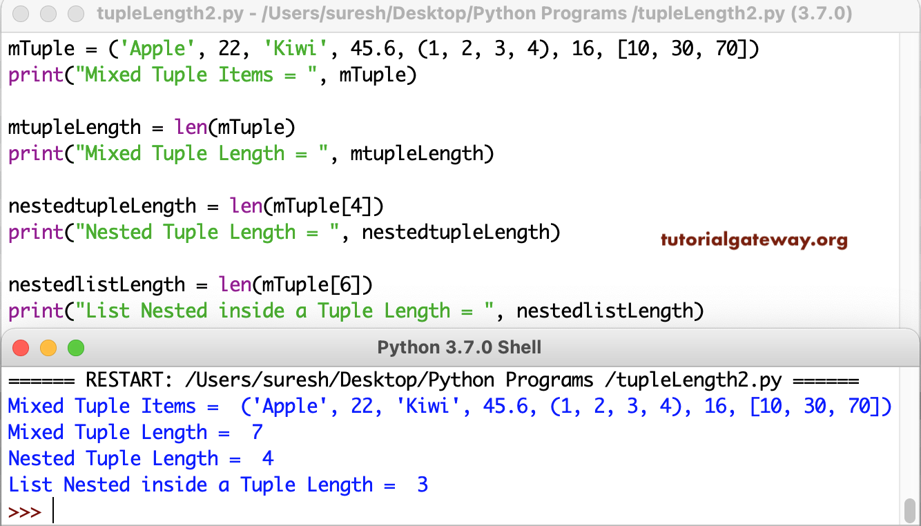 Python Program to Find Tuple Length 2