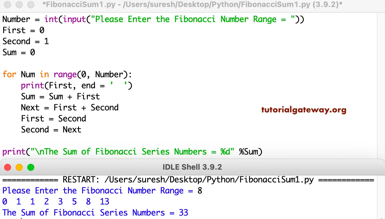 Python Program to Find the Sum of Fibonacci Series Numbers