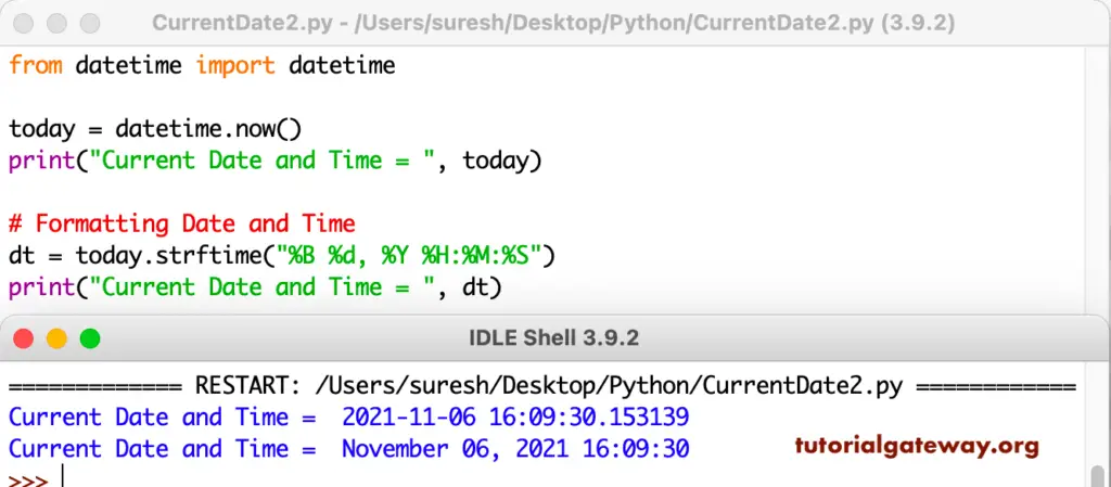 Python Program to Get Current Date and Time 2