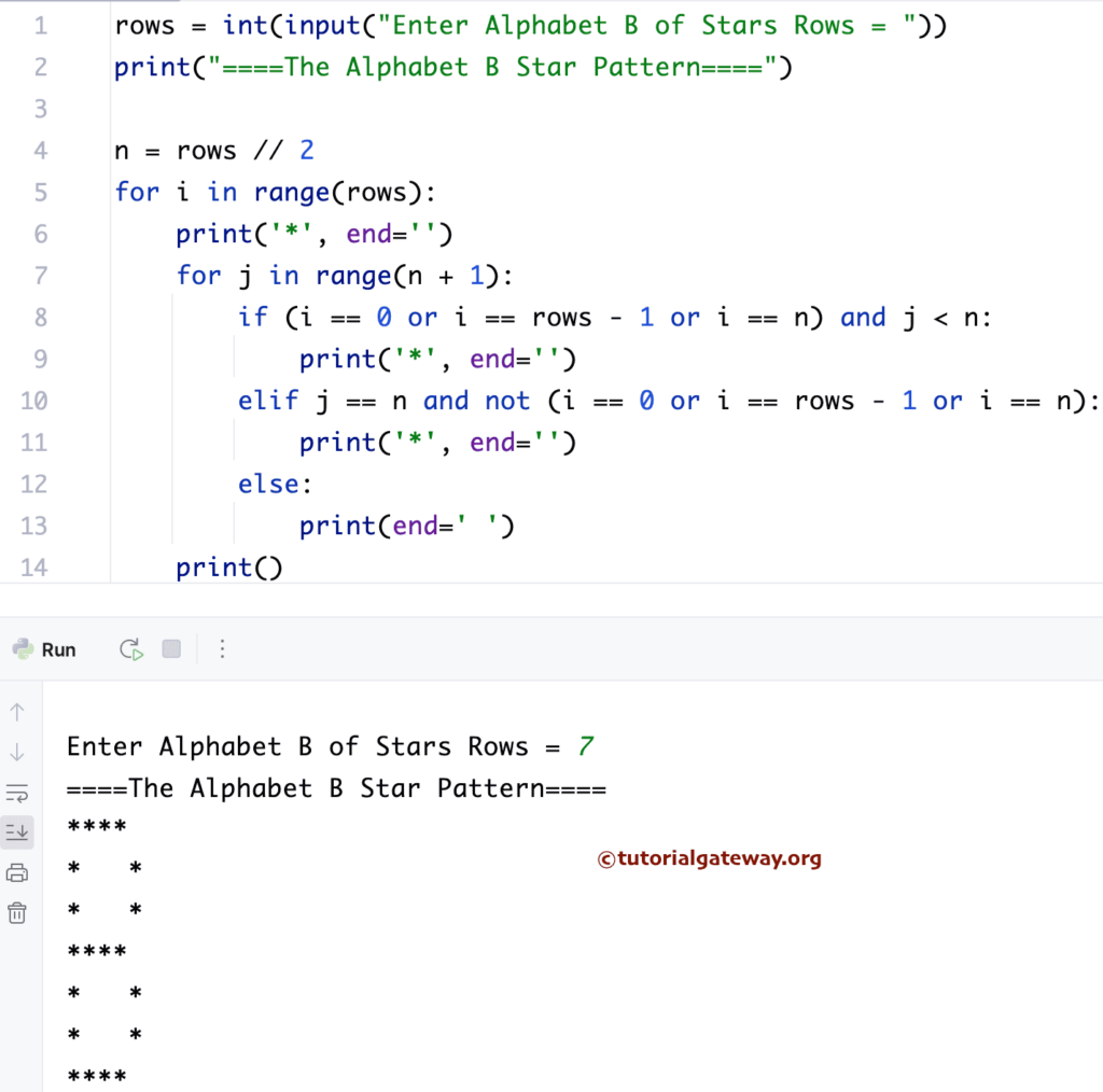 Python Program to Print B Star Pattern