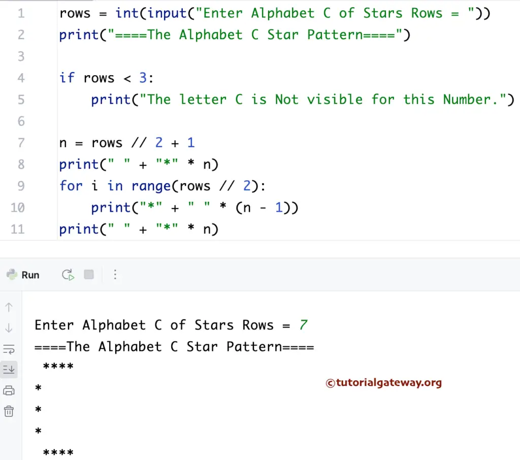 Python Program to Print C Star Pattern
