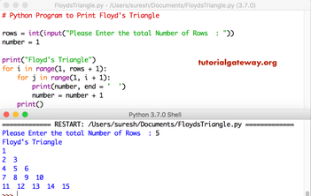 Python Program to Print Floyds Triangle