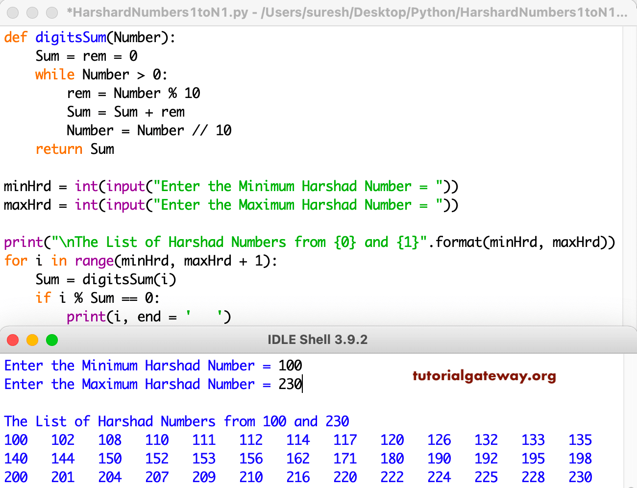 Python Program to Print Harshad Numbers from 1 to 100