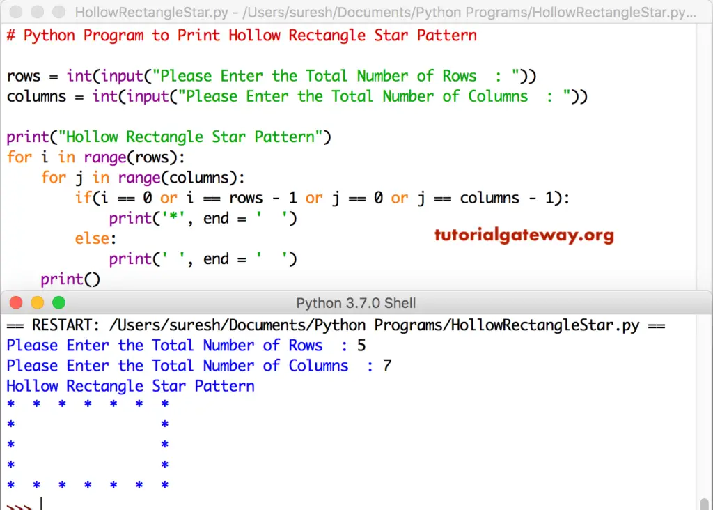 Python Program to Print Hollow Rectangle Star Pattern 1