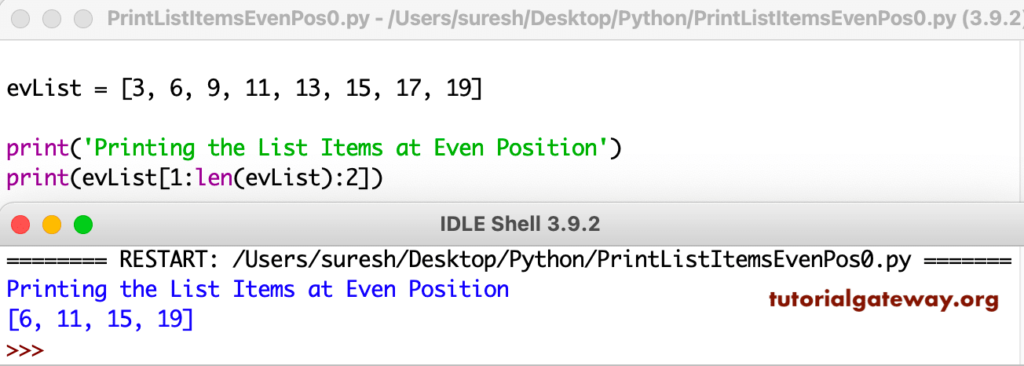 Python Program to Print List Items at Even Position