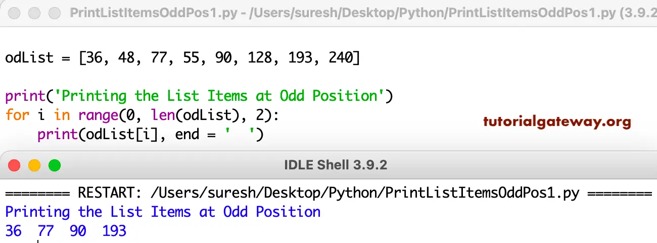 Python Program to Print List Items at Odd Position